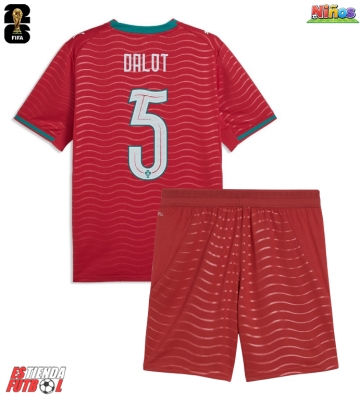 Portugal Diogo Dalot #5 Primera Equipación Niños Mundial 2026 Manga Corta (+ Pantalones cortos)